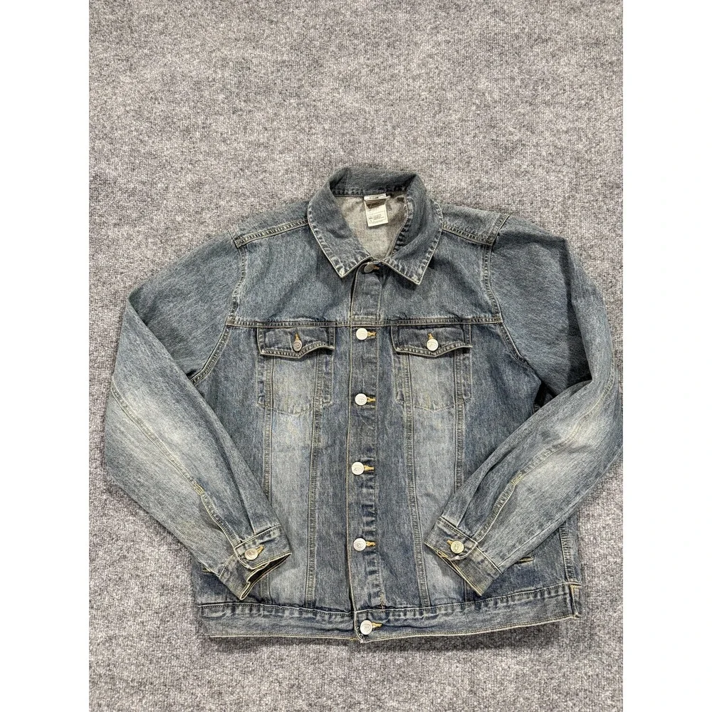 Disney Studio Collection Jacket Mens Large Blue Denim Jack Skellington Halloween